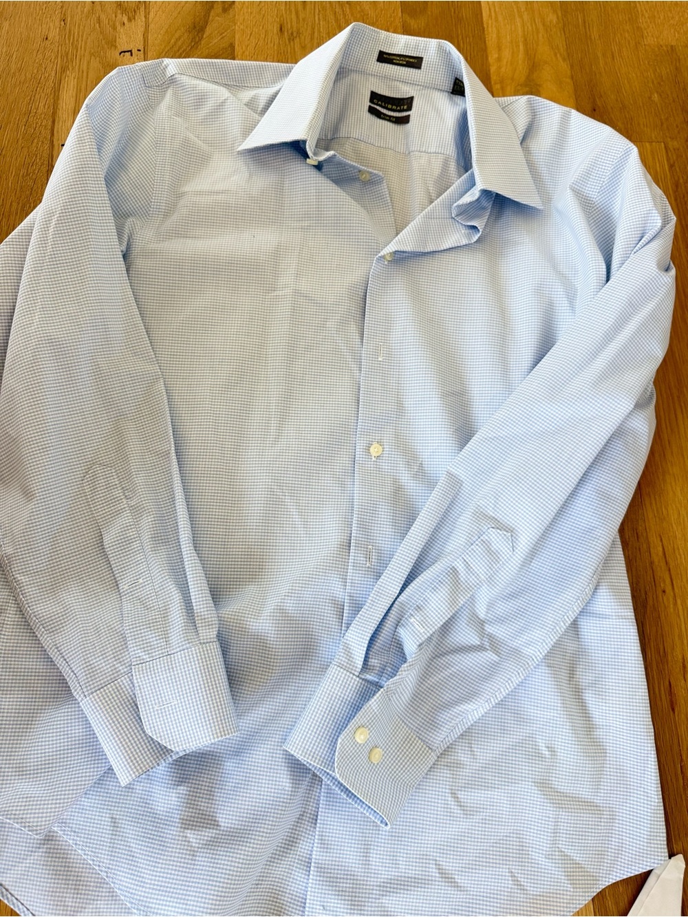 C2 by Calibrate Light Blue Micro-Check Dress Shirt